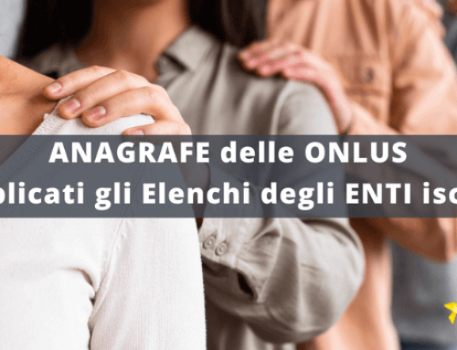 Anagrafe delle Onlus: pubblicati gli elenchi degli enti iscritti