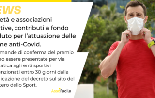 Società e associazioni sportive, contributi a fondo perduto per l’attuazione delle norme anti-Covid.