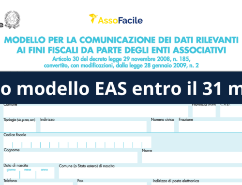 Invio modello Eas per enti non profit entro il 31 marzo